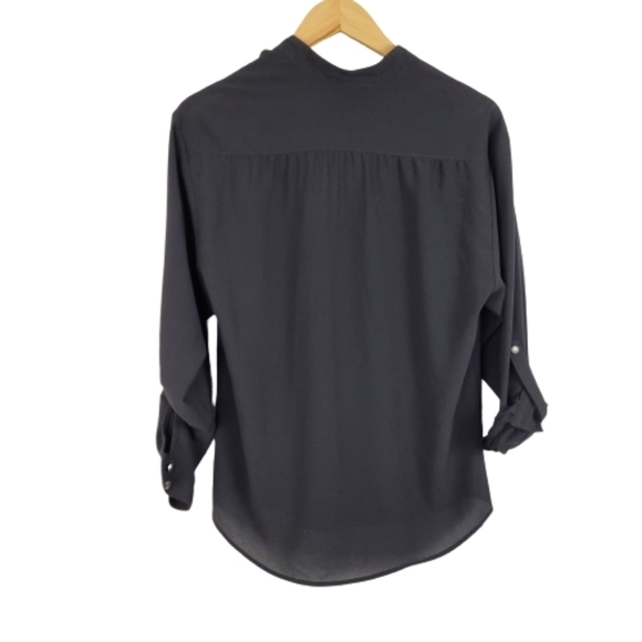 Alberto Makali black chaffon ruffle v-neck top - Picture 5 of 6